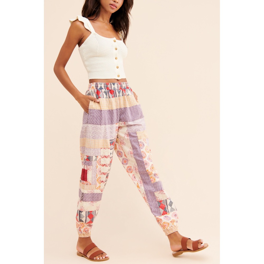Kimchi Blue Urban Outfitters Patchwork Jogger Pants Multi Color Boho Women Small